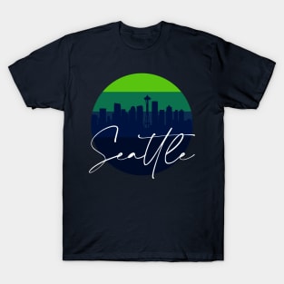 Seattle Skyline Football Colors T-Shirt